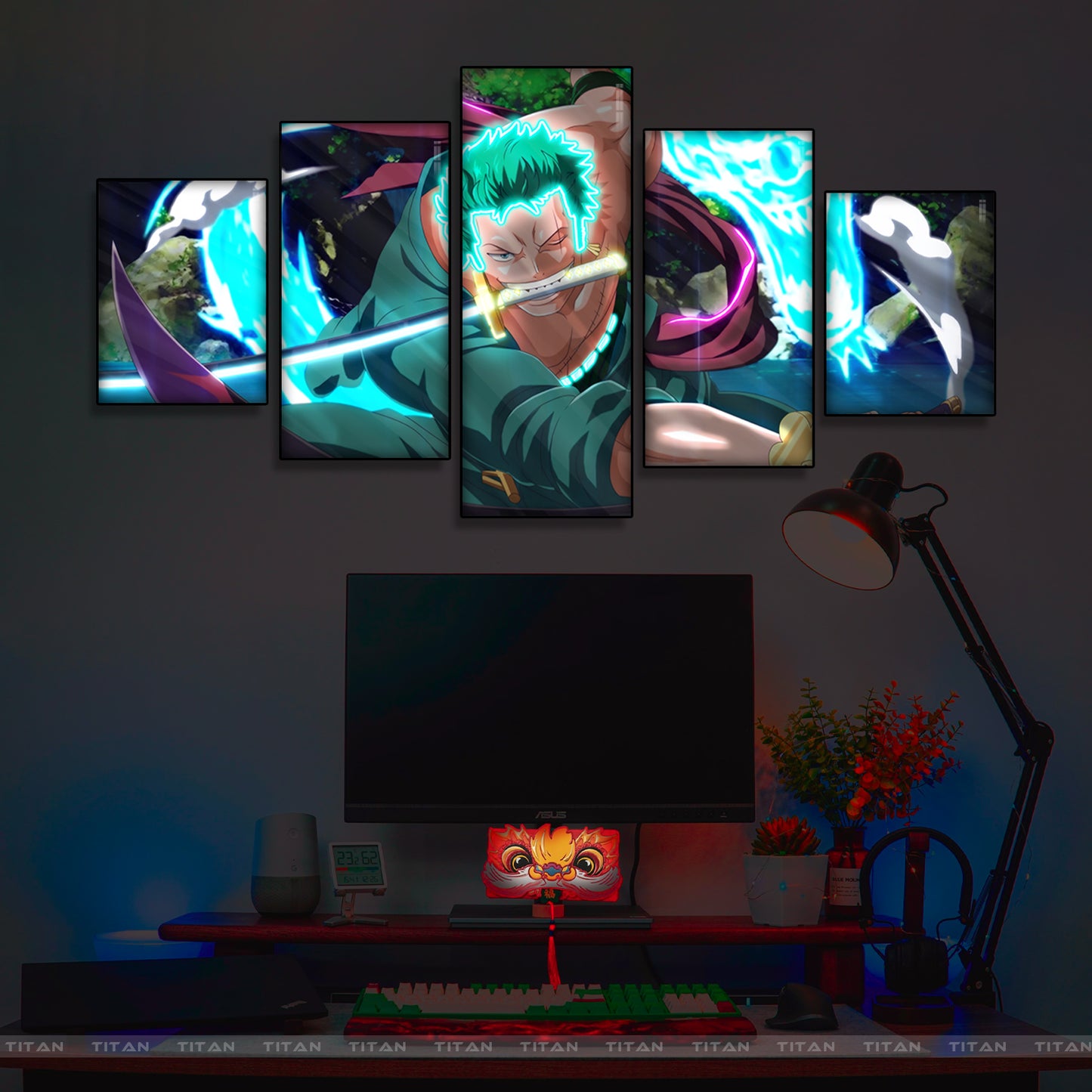 TRANH ANIME TREO TƯỜNG GHÉP 5 ONE PIECE NEON 5OP0050