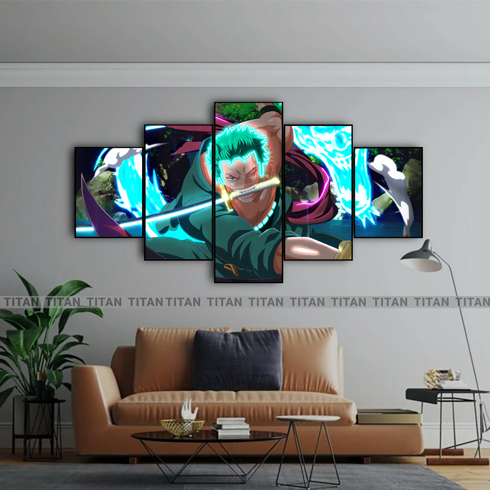 TRANH ANIME TREO TƯỜNG GHÉP 5 ONE PIECE NEON 5OP0050