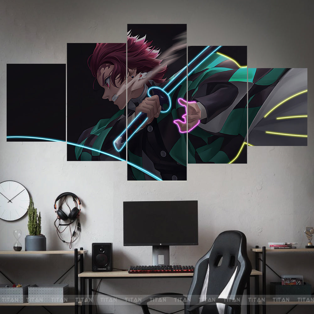 DECAL DÁN TƯỜNG GHÉP 5 ANIME KIMETSU NO YAIBA NEON DECAL0202