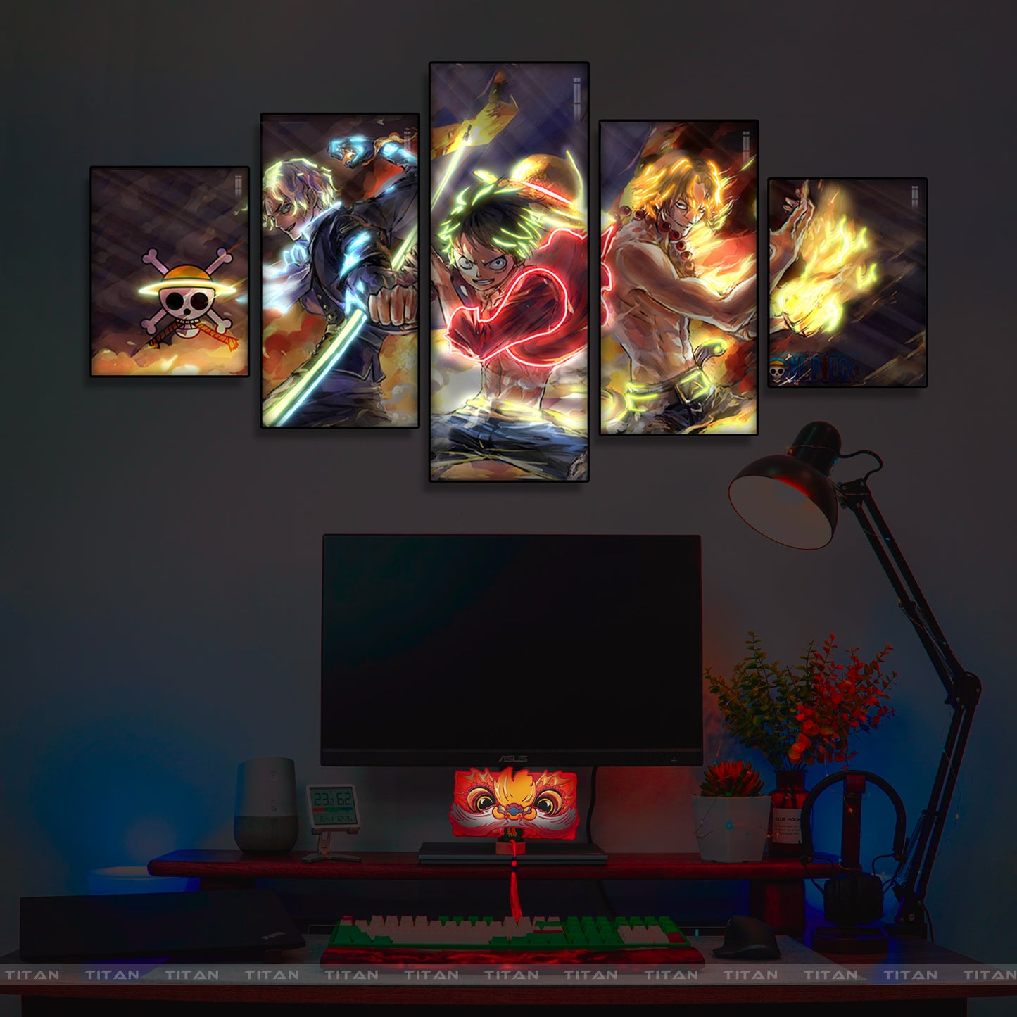 TRANH ANIME TREO TƯỜNG GHÉP 5 ONE PIECE NEON 5OP0051
