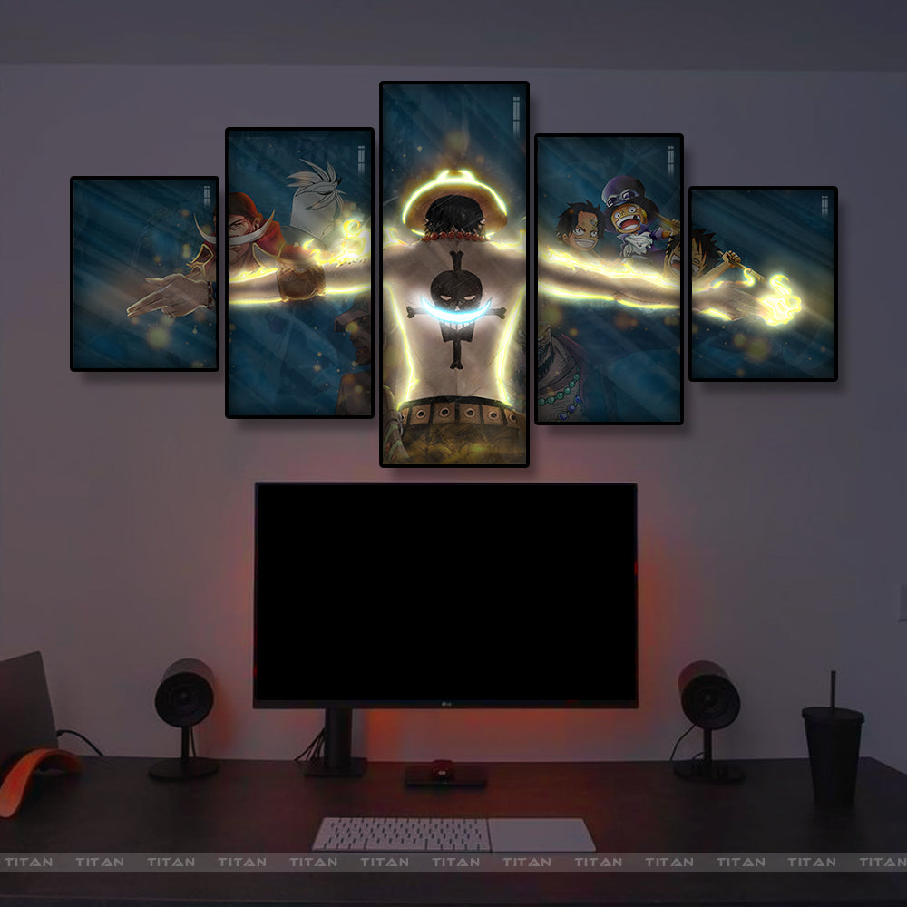 TRANH ANIME TREO TƯỜNG GHÉP 5 ONE PIECE NEON 5OP0053