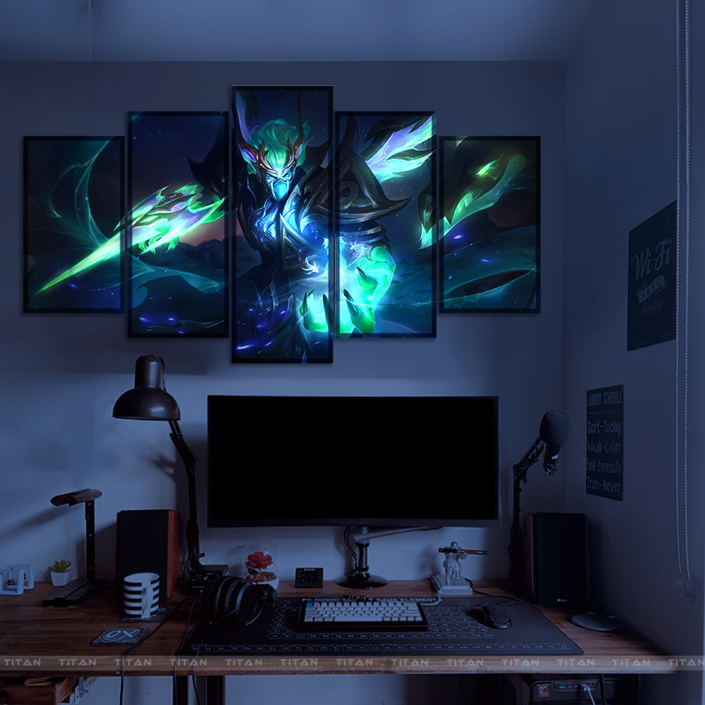 TRANH DECOR TREO TƯỜNG CANVAS LED ĐIỂM GHÉP 5 LEAGUE OF LEGENDS 5L.LOL0014