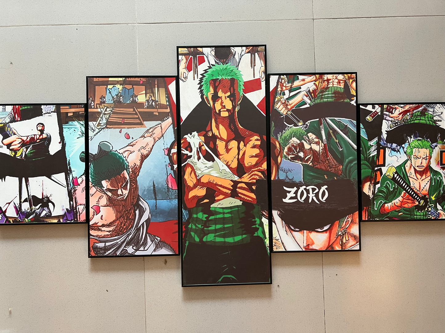 TRANH CANVAS TREO TƯỜNG GHÉP 5 ANIME ONE PIECE ZORO SIZE 2