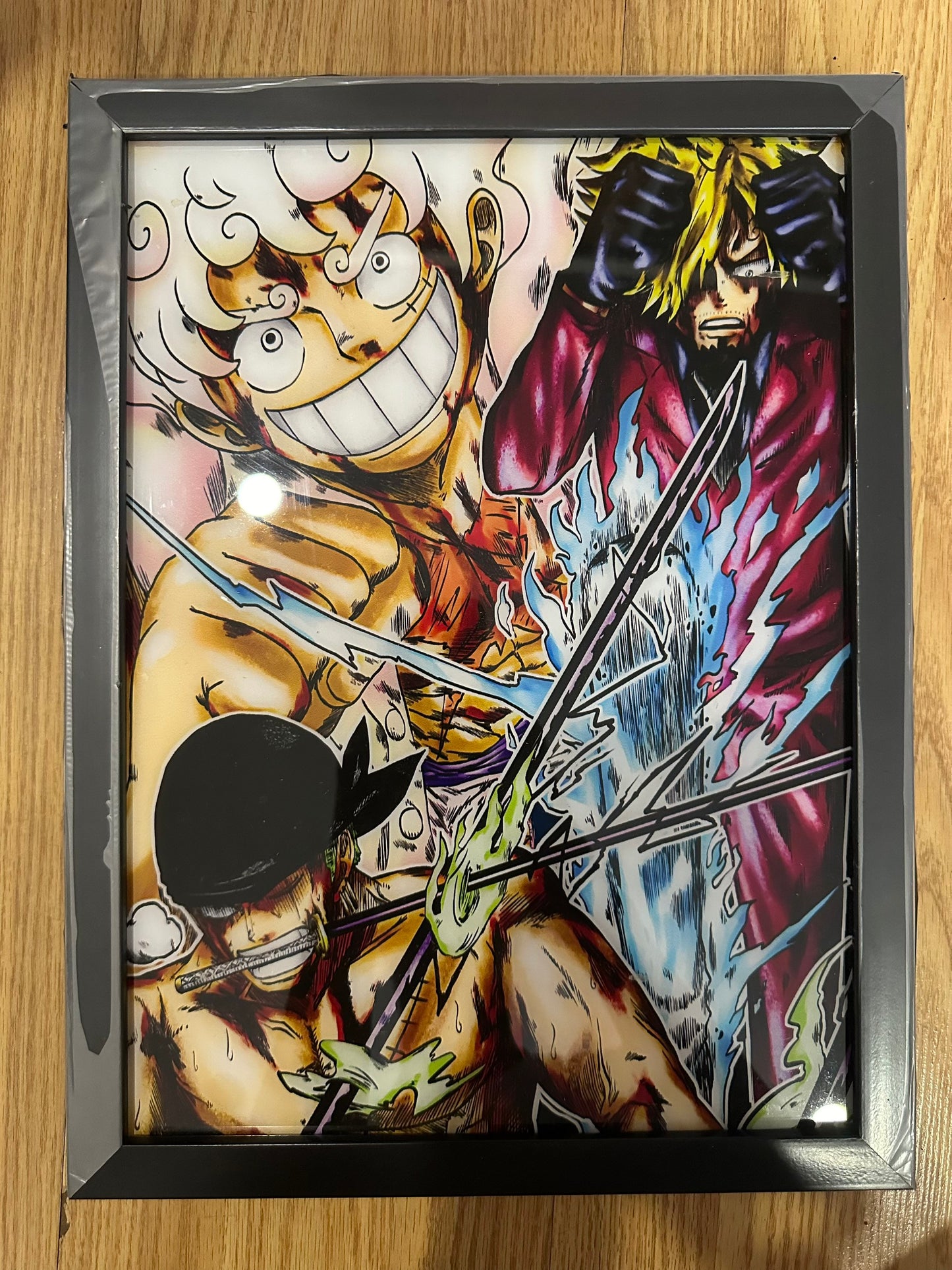 TRANH TRÁNG GƯƠNG LED ĐIỂM ONE PIECE 30X40CM