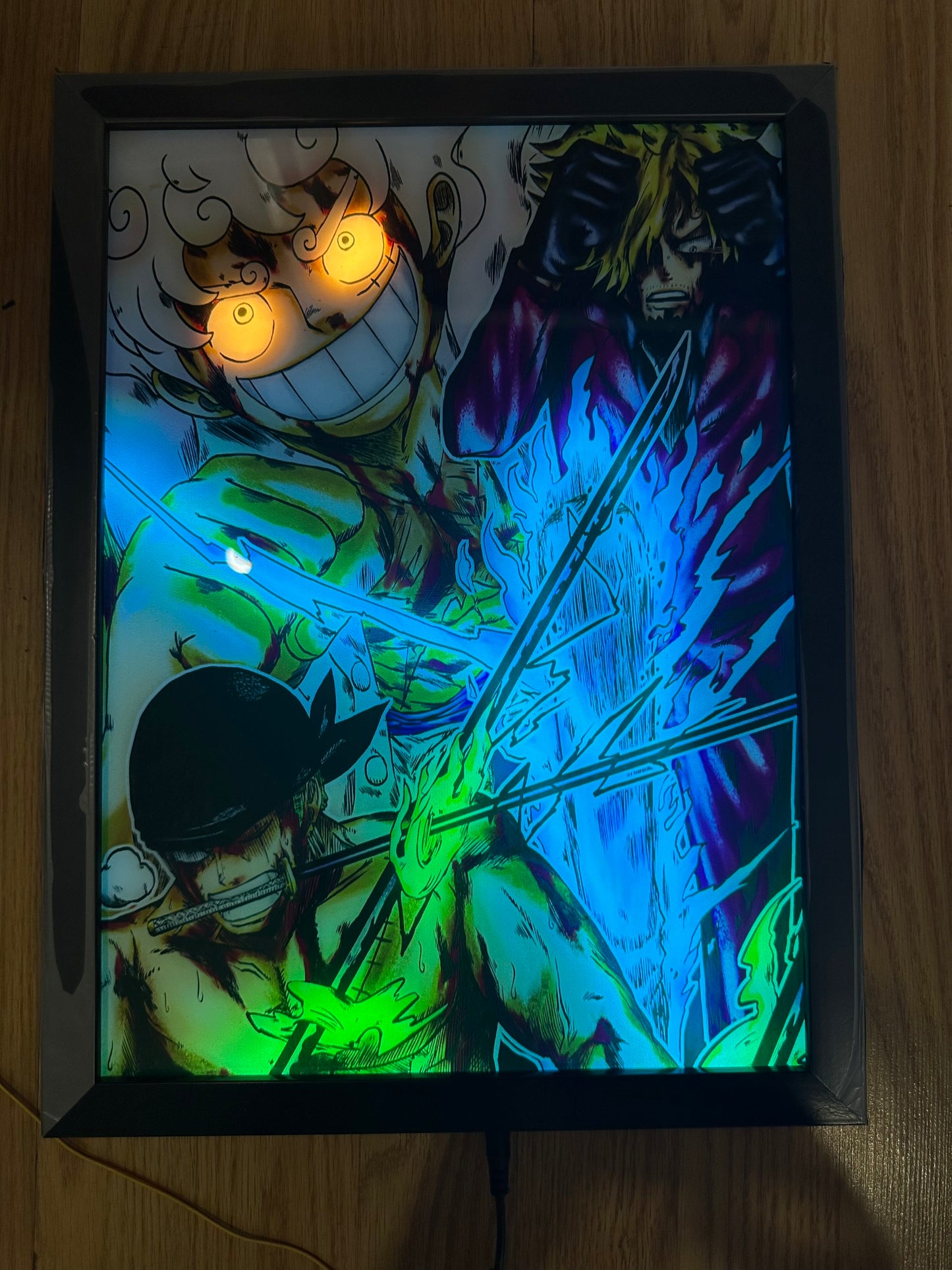 TRANH TRÁNG GƯƠNG LED ĐIỂM ONE PIECE 30X40CM