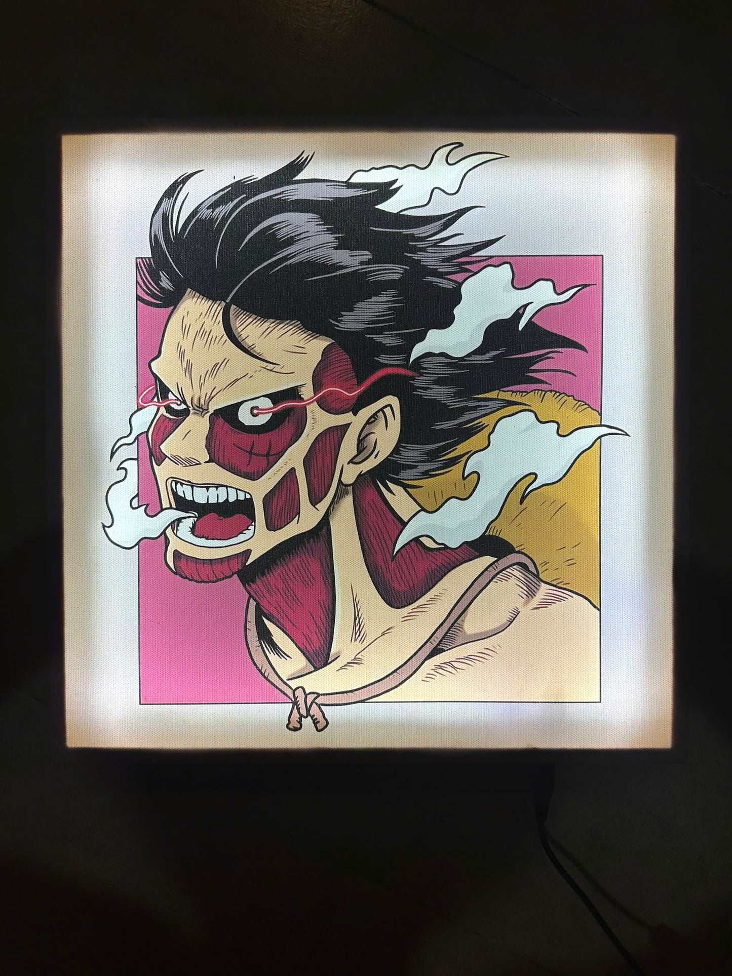 TRANH CANVAS LED ĐIỂM ANIME ONE PIECE LUFFY 35x35cm