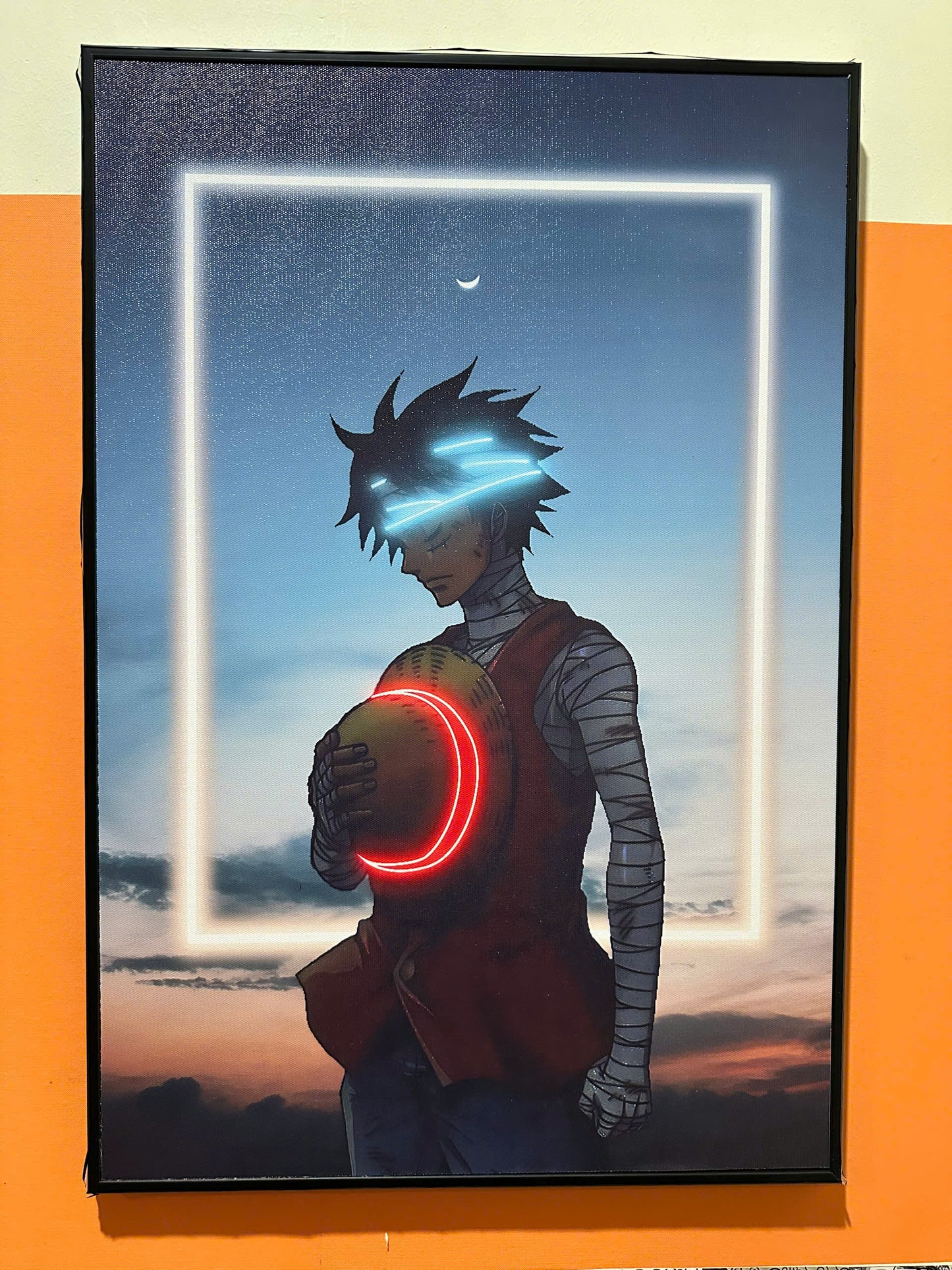 TRANH CANVAS TREO TƯỜNG ĐƠN NEON ONE PIECE LUFFY 40X60CM