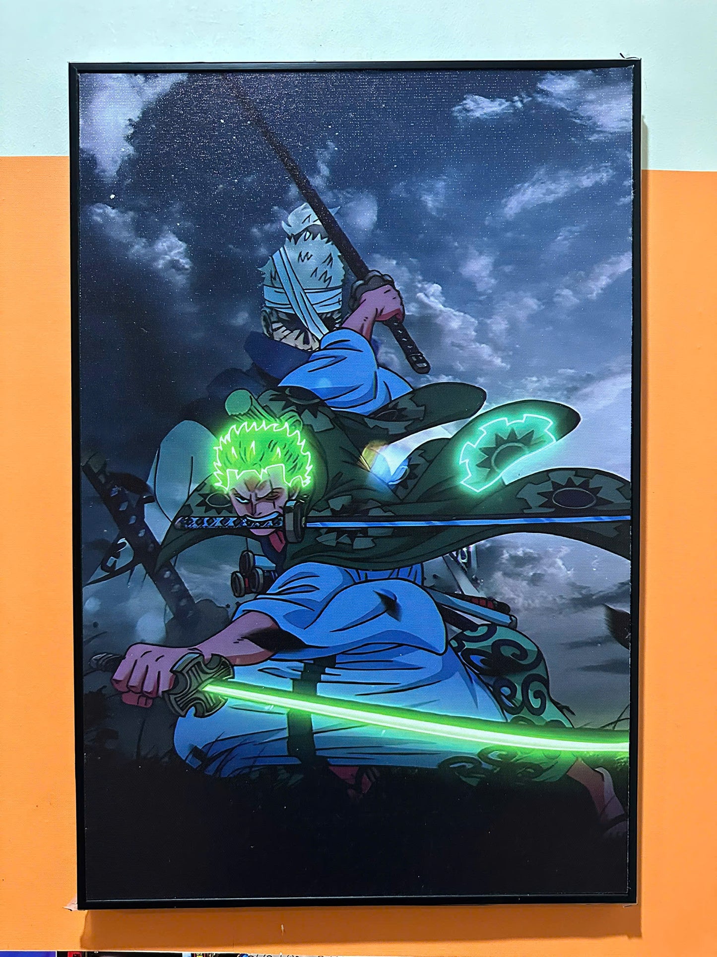 TRANH CANVAS TREO TƯỜNG ĐƠN NEON ONE PIECE ZORO 40X60CM