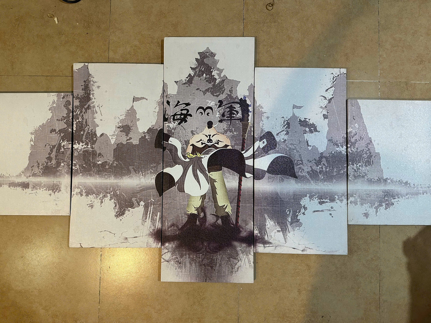 TRANH CANVAS TREO TƯỜNG GHÉP 5 ANIME ONE PIECE RÂU TRẮNG SIZE 2