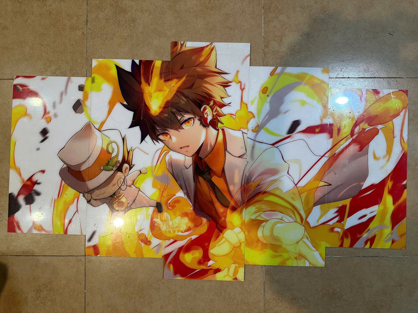 TRANH TRÁNG GƯƠNG DÁN TƯỜNG GHÉP 5 ANIME REBORN TSUNA SIZE 1