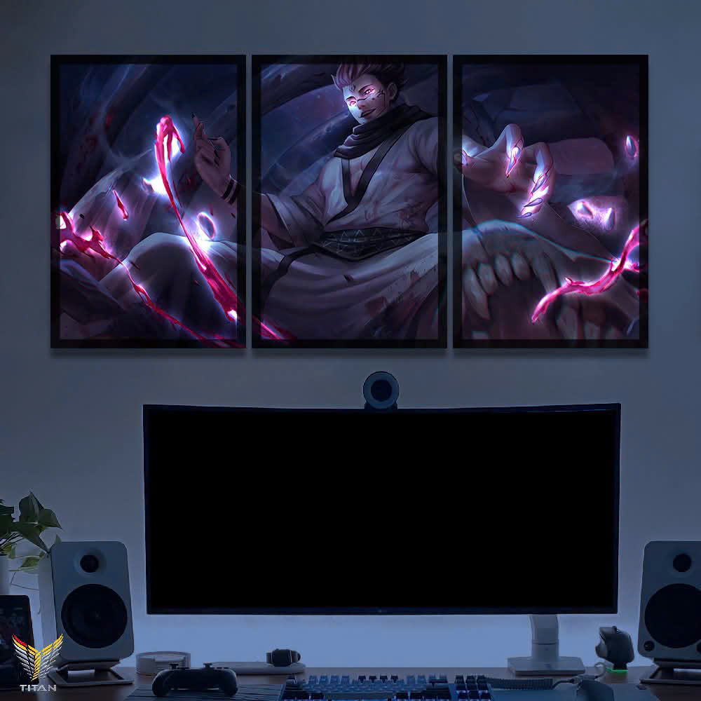 Tranh Anime Treo Tường Led Điểm Ghép 3 Jujutsu Kaisen 3LD.JK0005