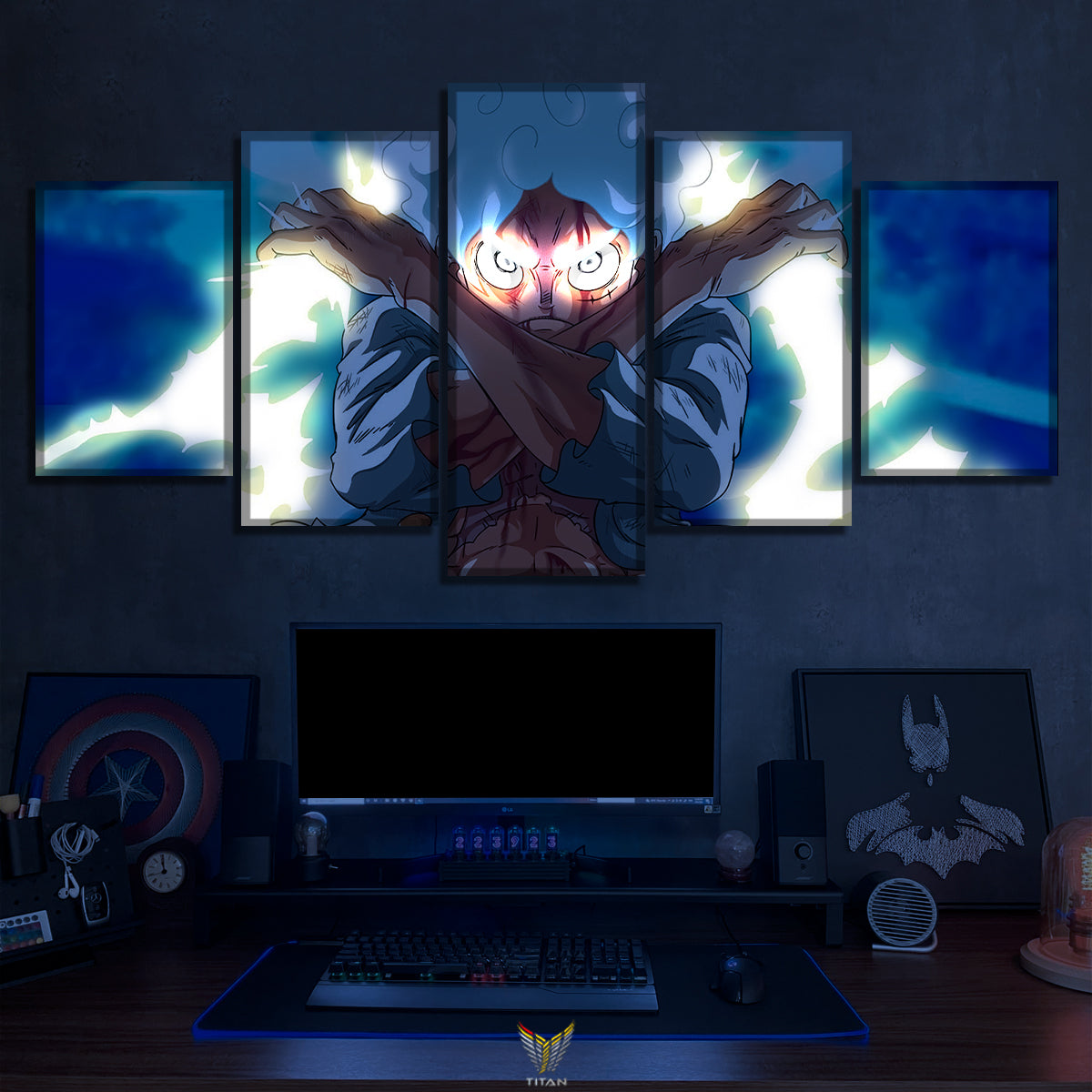TRANH ANIME TREO TƯỜNG CANVAS LED ĐIỂM GHÉP 5 ONE PIECE 5L.OP0019