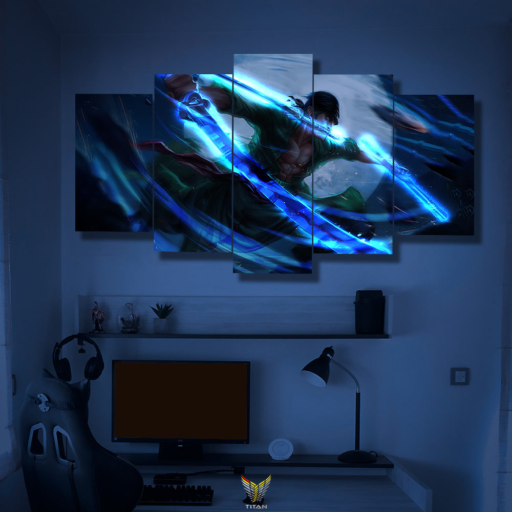 TRANH ANIME TREO TƯỜNG CANVAS LED ĐIỂM GHÉP 5 ONE PIECE 5L.OP0015