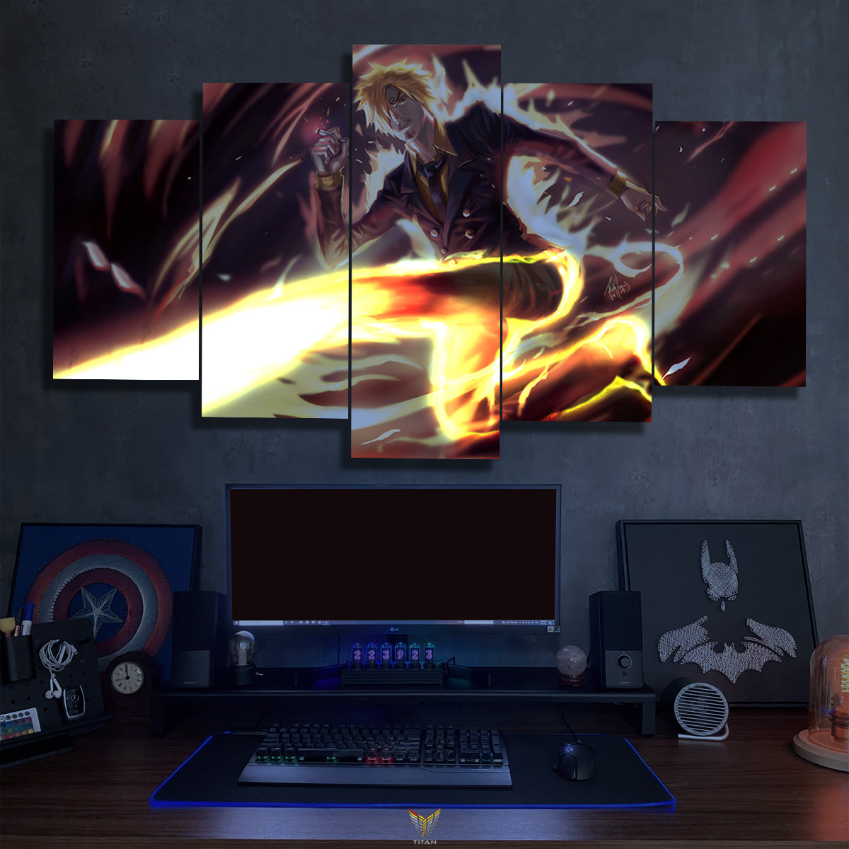 TRANH ANIME TREO TƯỜNG CANVAS LED ĐIỂM GHÉP 5 ONE PIECE 5L.OP0017