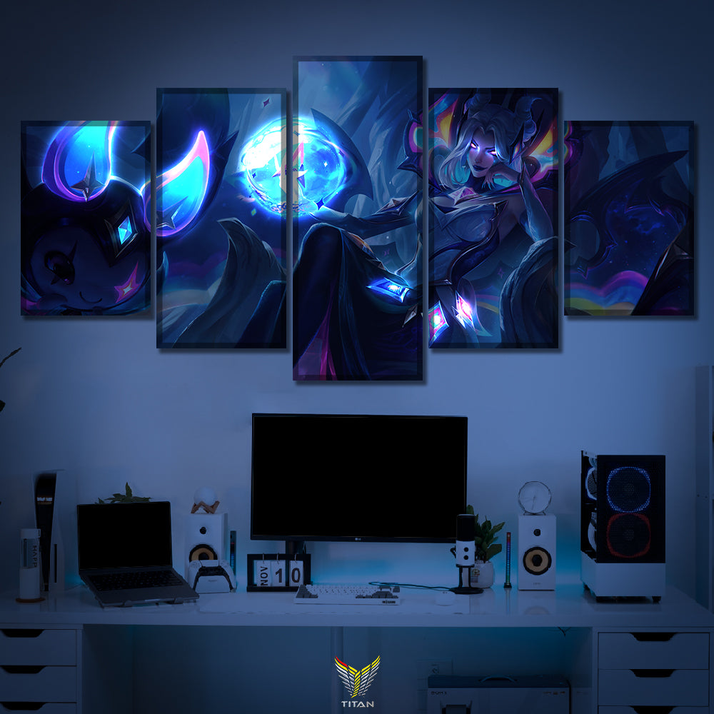 TRANH DECOR TREO TƯỜNG CANVAS LED ĐIỂM GHÉP 5 LEAGUE OF LEGENDS 5L.LOL0001