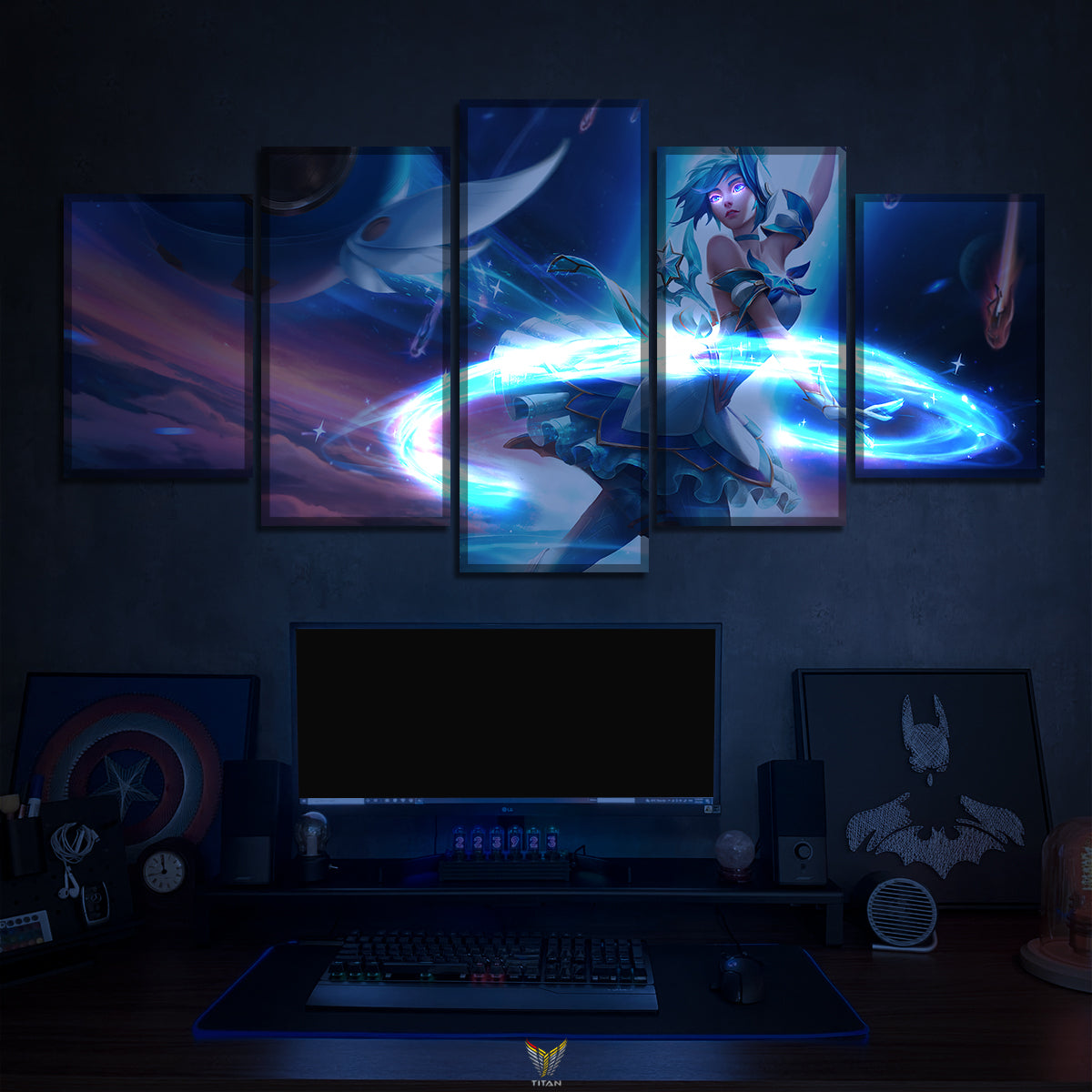 TRANH DECOR TREO TƯỜNG CANVAS LED ĐIỂM GHÉP 5 LEAGUE OF LEGENDS 5L.LOL0002