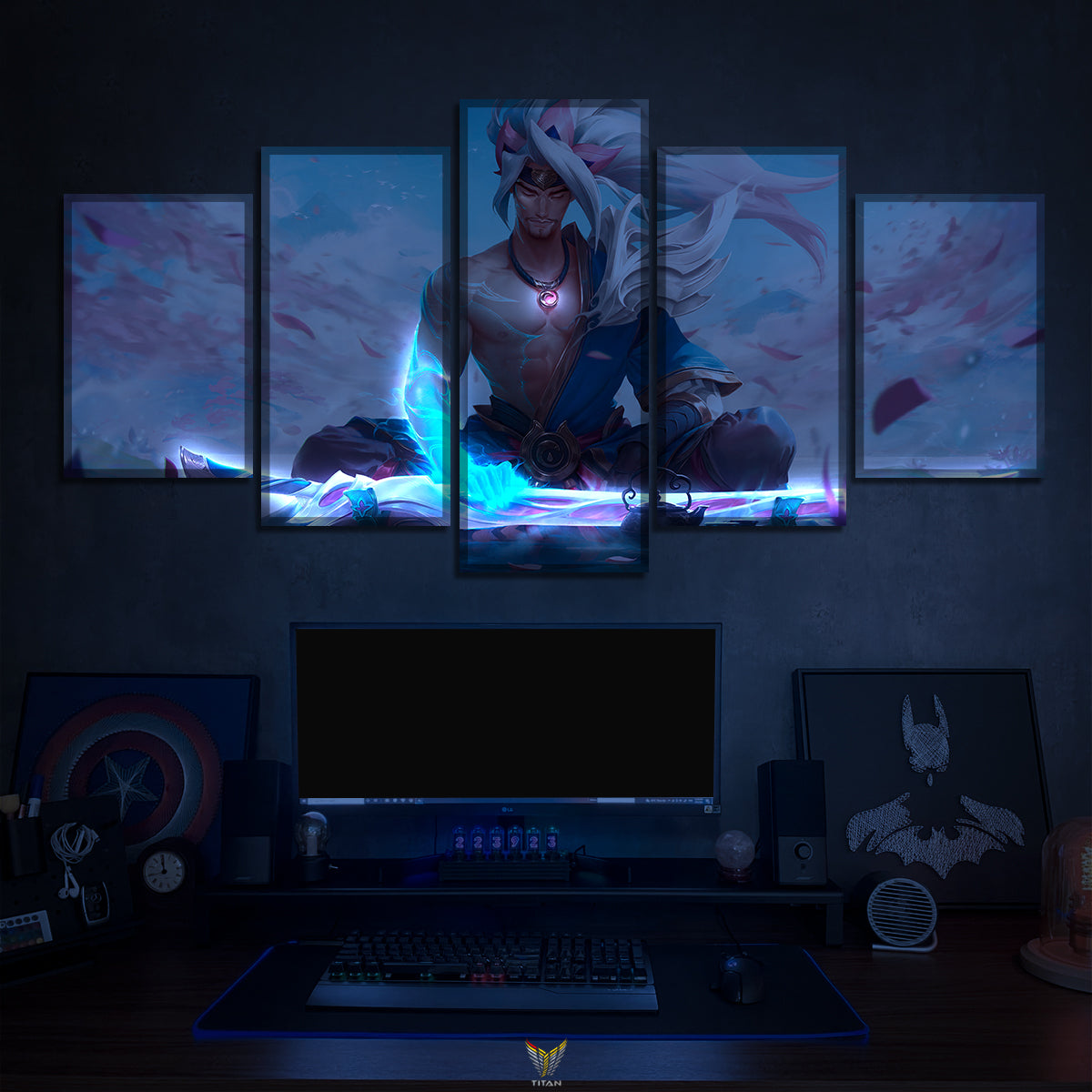 TRANH DECOR TREO TƯỜNG CANVAS LED ĐIỂM GHÉP 5 LEAGUE OF LEGENDS 5L.LOL0004