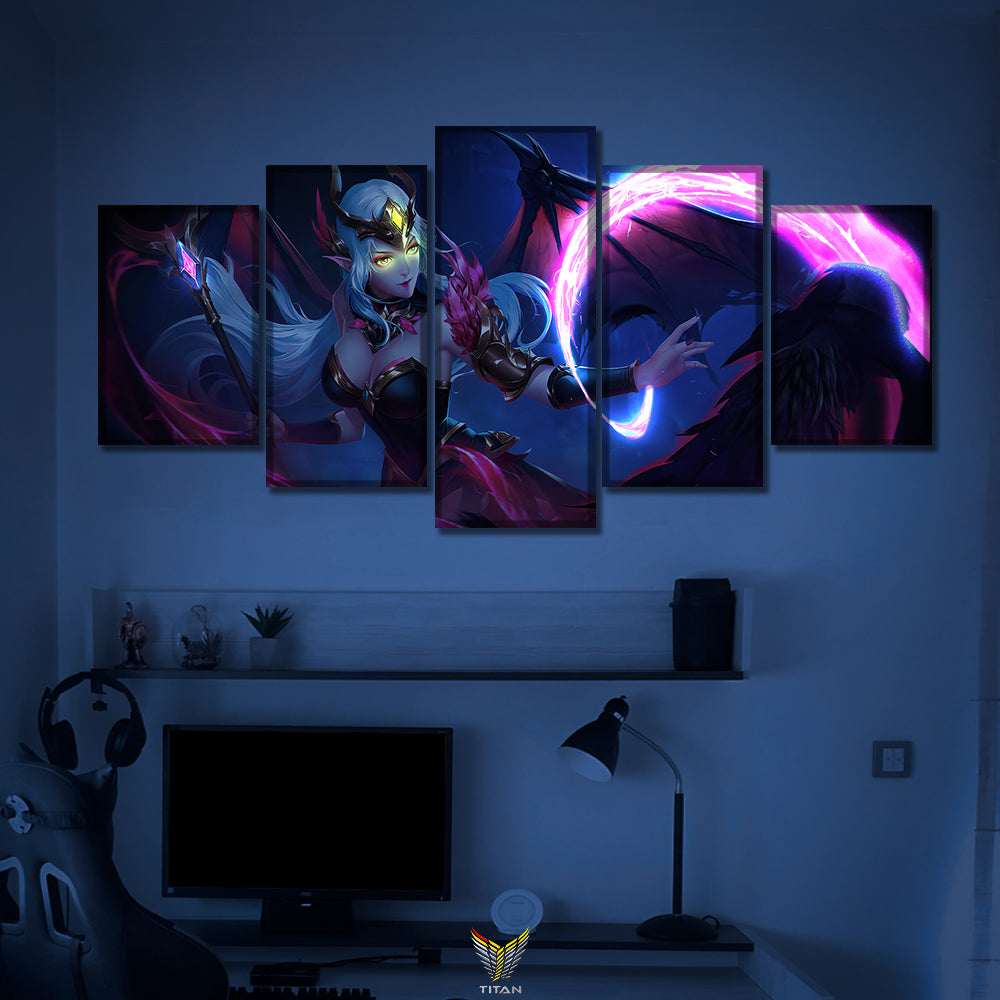 TRANH DECOR TREO TƯỜNG CANVAS LED ĐIỂM GHÉP 5 LEAGUE OF LEGENDS 5L.LOL0007