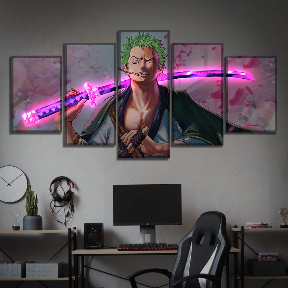 TRANH ANIME TREO TƯỜNG CANVAS LED ĐIỂM GHÉP 5 ONE PIECE 5L.OP0016