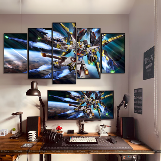 TRANH DECOR TREO TƯỜNG GHÉP 5 GUNDAM 5GD00001