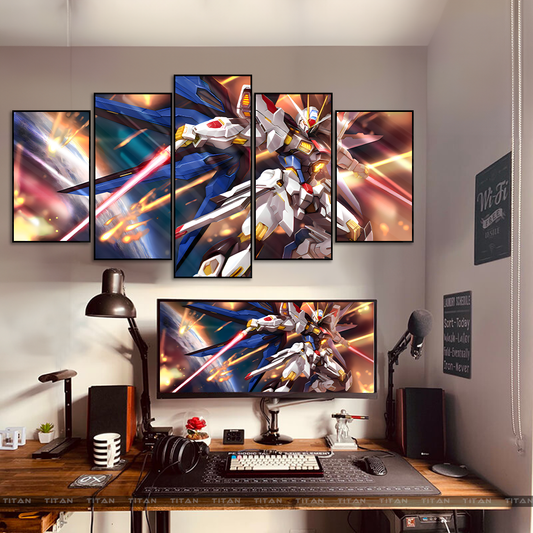 TRANH DECOR TREO TƯỜNG GHÉP 5 GUNDAM 5GD00002