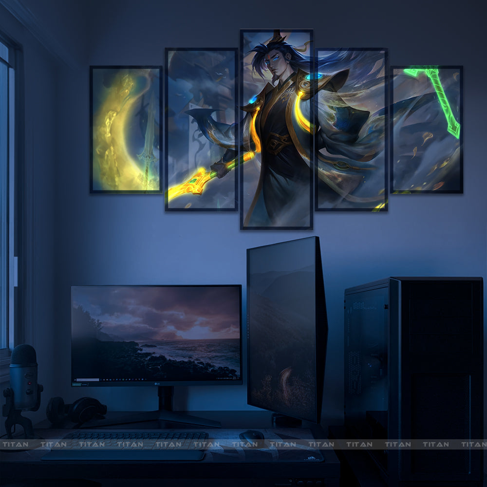 TRANH DECOR TREO TƯỜNG CANVAS LED ĐIỂM GHÉP 5 LEAGUE OF LEGENDS 5L.LOL0009