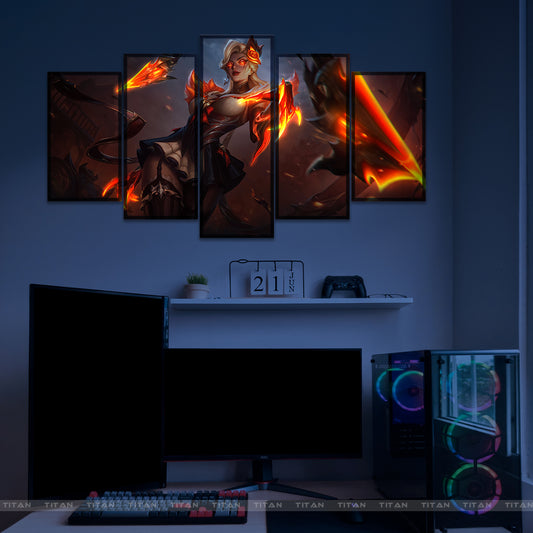 TRANH DECOR TREO TƯỜNG CANVAS LED ĐIỂM GHÉP 5 LEAGUE OF LEGENDS 5L.LOL0010