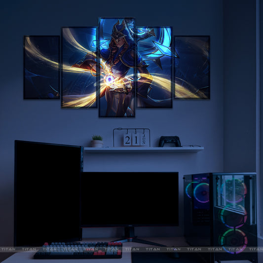 TRANH DECOR TREO TƯỜNG CANVAS LED ĐIỂM GHÉP 5 LEAGUE OF LEGENDS 5L.LOL0011