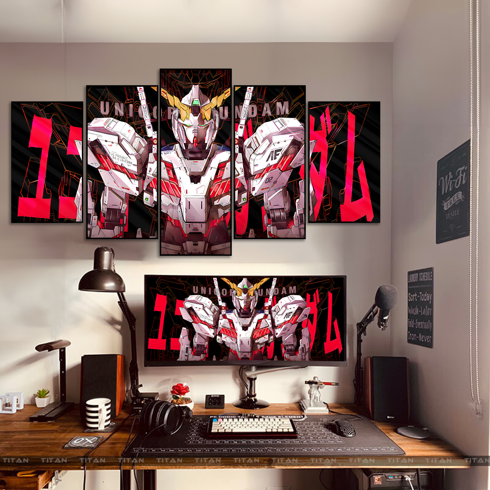 TRANH DECOR TREO TƯỜNG GHÉP 5 GUNDAM 5GD00005