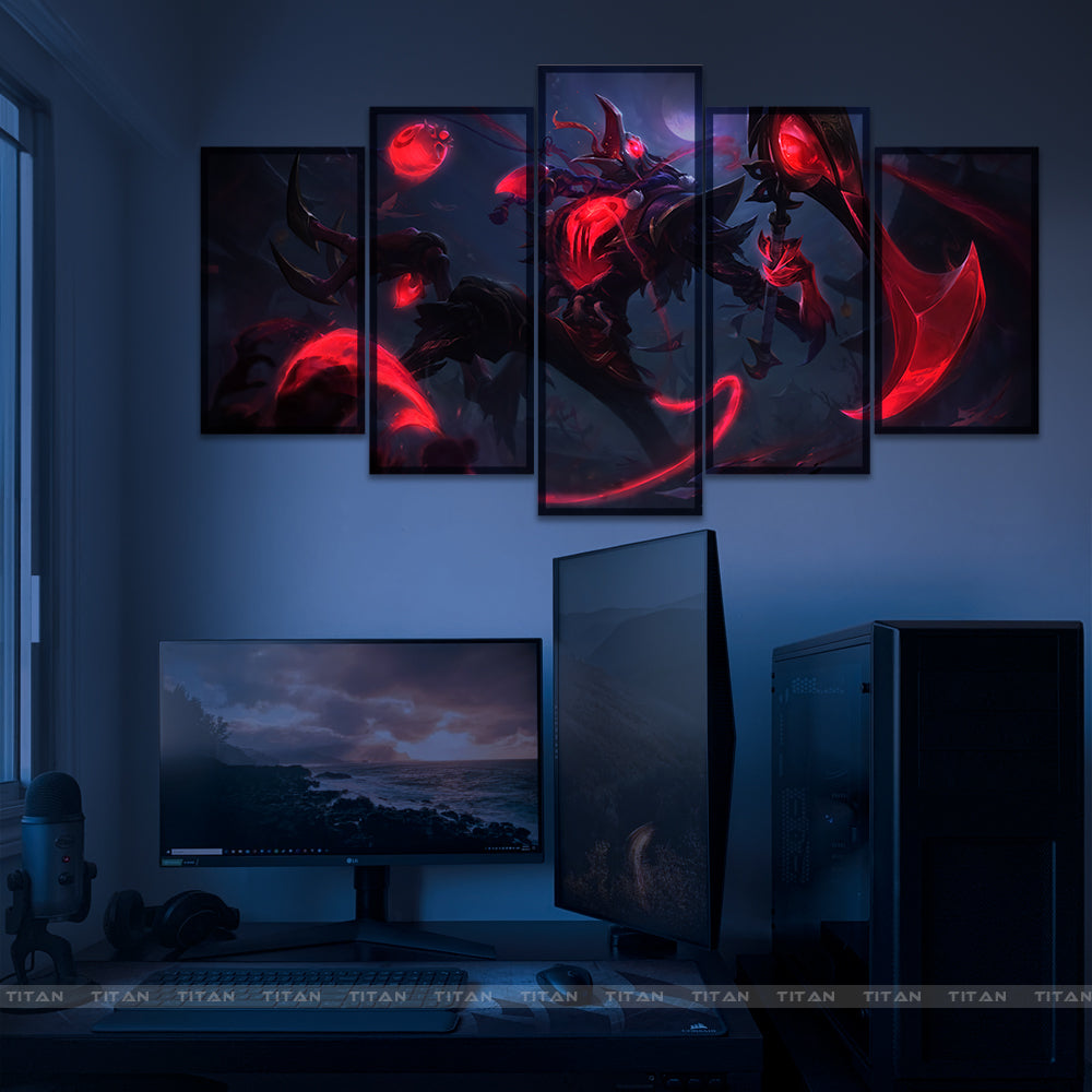 TRANH DECOR TREO TƯỜNG CANVAS LED ĐIỂM GHÉP 5 LEAGUE OF LEGENDS 5L.LOL0012