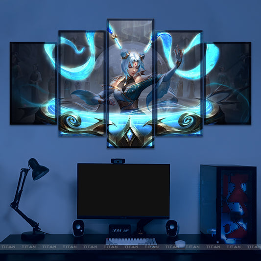 TRANH DECOR TREO TƯỜNG CANVAS LED ĐIỂM GHÉP 5 LEAGUE OF LEGENDS 5L.LOL0016