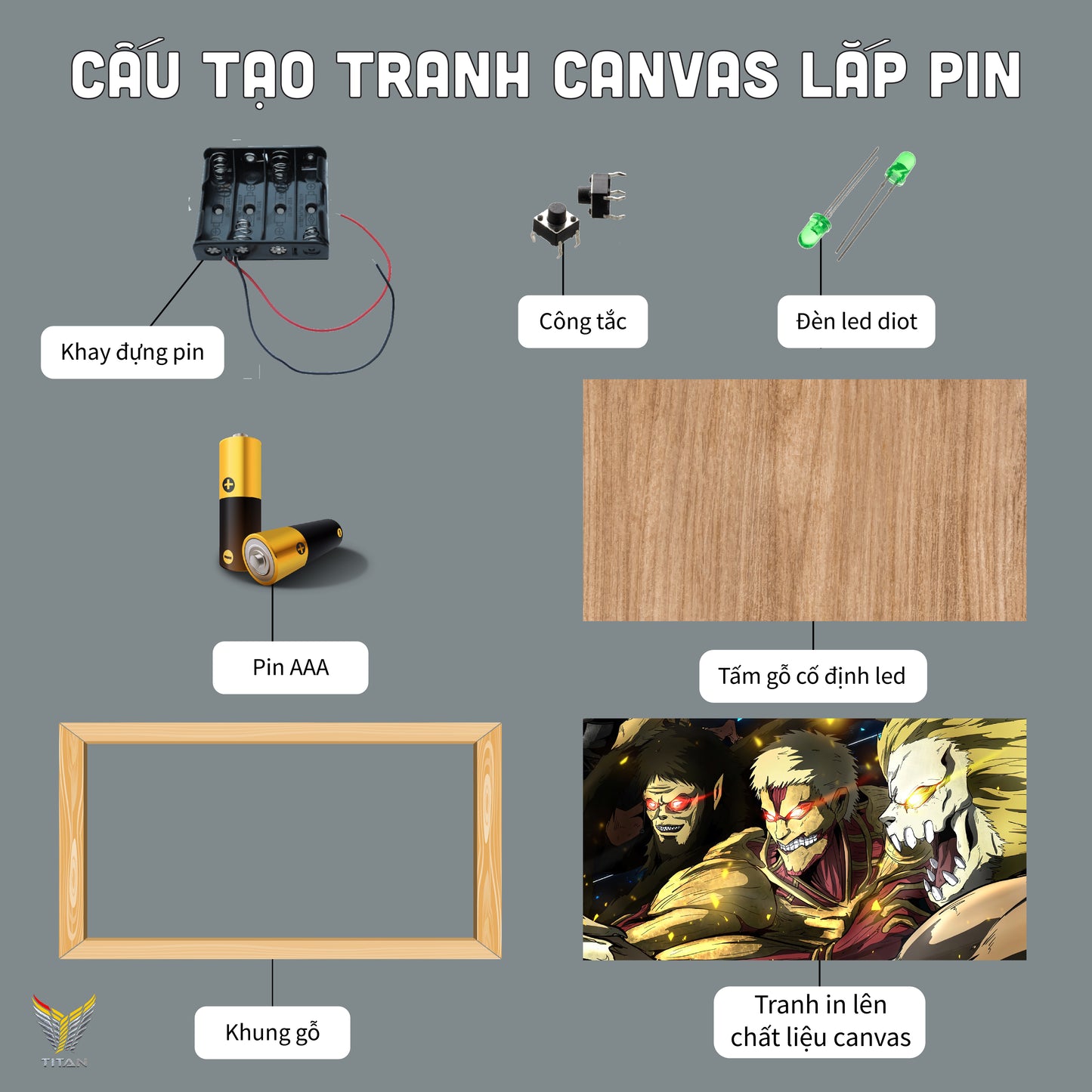 TRANH LED CANVAS DÙNG PIN LAW ONE PIECE LPCA01