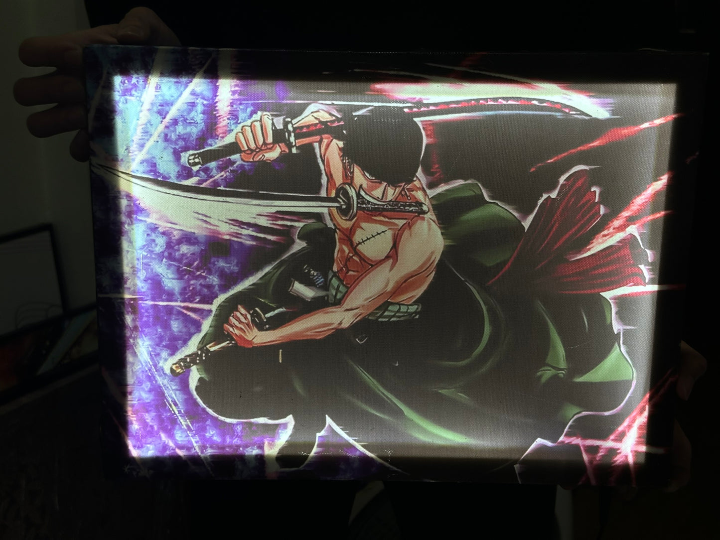 TRANH CANVAS LED TRẮNG ANIME ONE PIECE ZORO 30X40CM