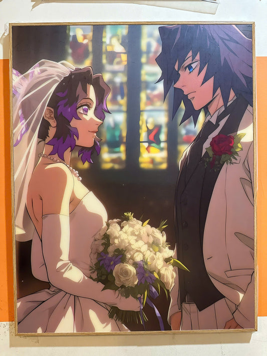 TRANH TRÁNG GƯƠNG TREO TƯỜNG ĐƠN ANIME KIMETSU NO YAIBA WEDDING 55X70CM