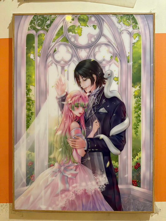 TRANH TRÁNG GƯƠNG TREO TƯỜNG ĐƠN ANIME KIMETSU NO YAIBA WEDDING 50X70CM