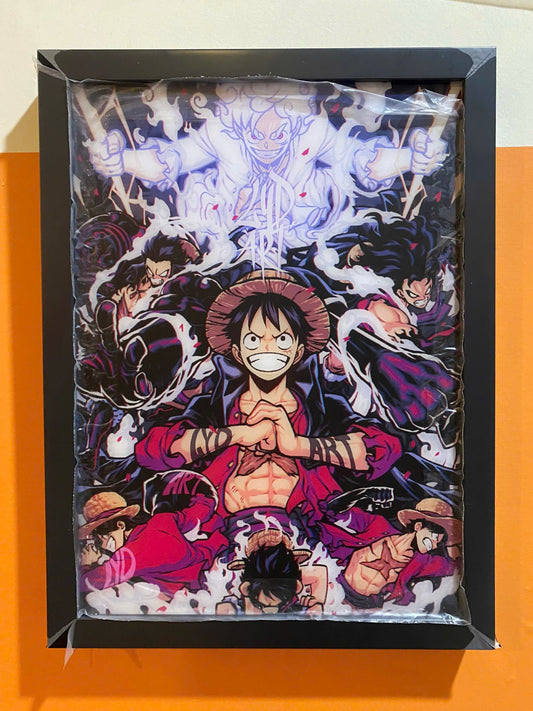 TRANH TRÁNG GƯƠNG LED ĐIỂM ANIME ONE PIECE LUFFY 30X40CM