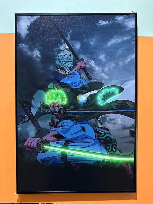 TRANH CANVAS TREO TƯỜNG ĐƠN NEON ONE PIECE ZORO 40X60CM