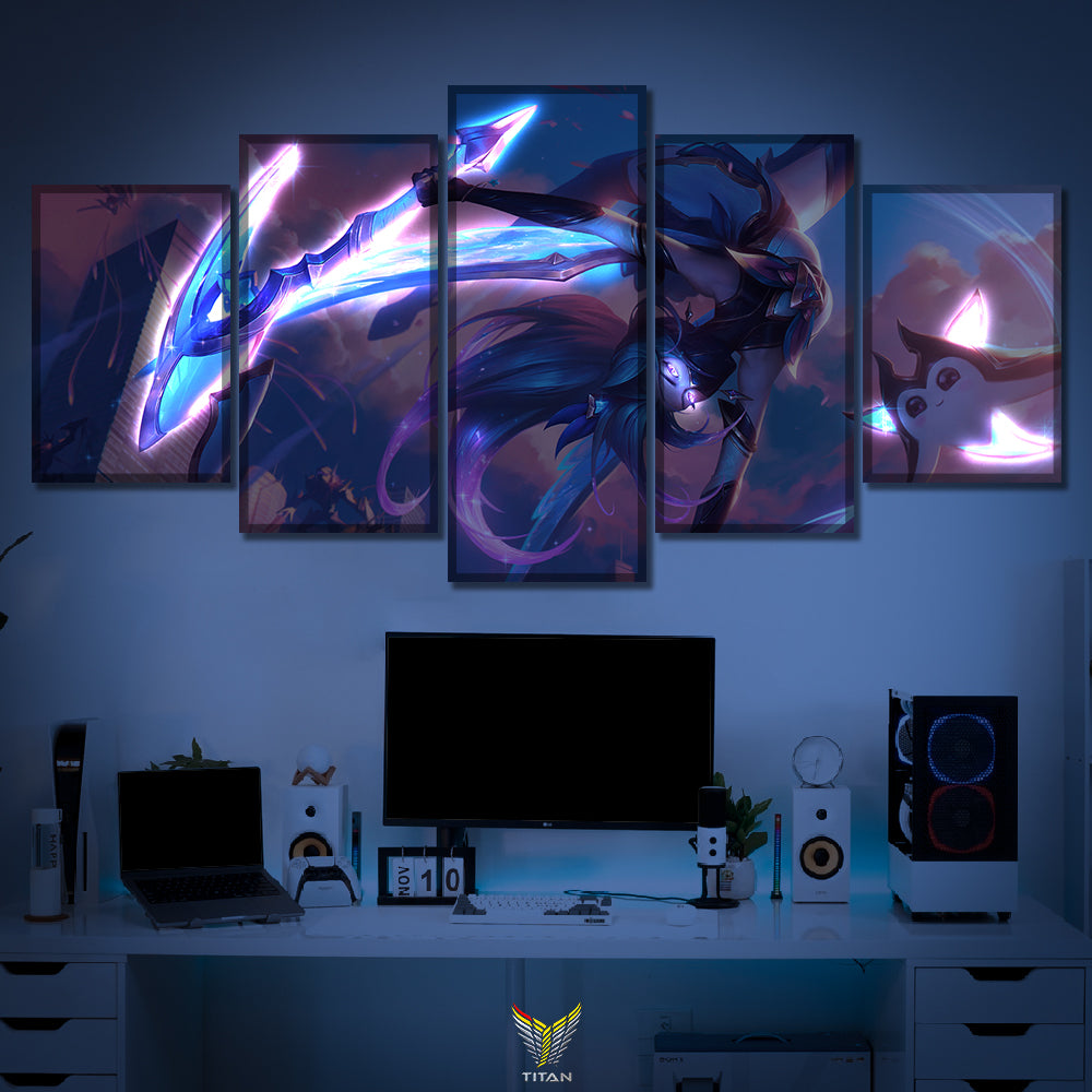TRANH DECOR TREO TƯỜNG CANVAS LED ĐIỂM GHÉP 5 LEAGUE OF LEGENDS 5L.LOL0003