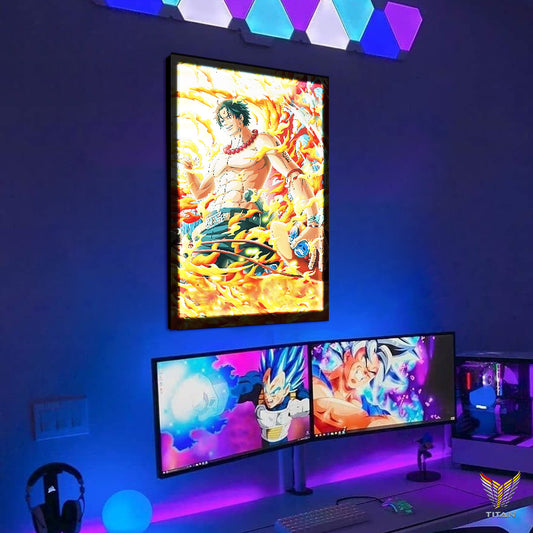 TRANH ANIME TREO TƯỜNG CANVAS LED TRẮNG ONE PIECE ACE L.OP0026